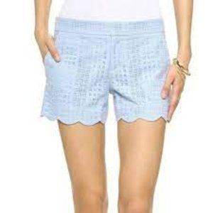 CLUB MONACO BABY BLUE AMBER EYELET EMBROIDERED DOTS SCALOPPED SHORTS - 00